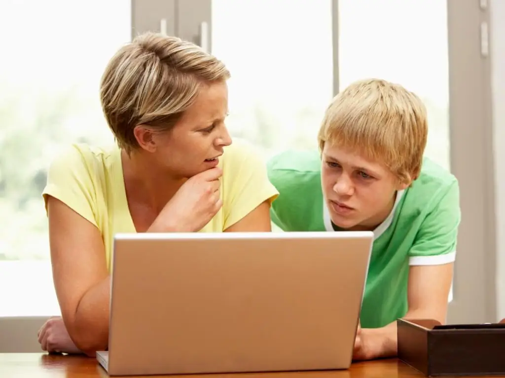 madre e hijo en la computadora